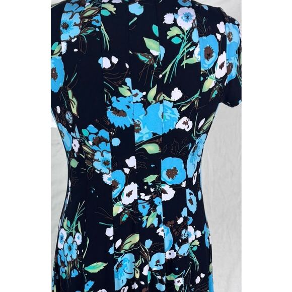 Rabbit Rabbit Rabbit Designs Size 6 Dress Black Blue Floral Polyester Spandex - Picture 7 of 8